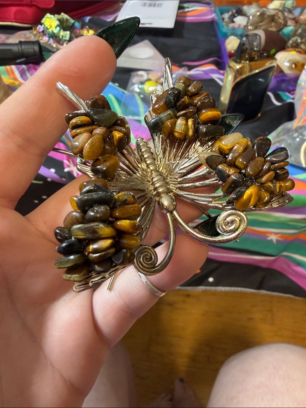 Tiger Eye Cluster butterfly stand - Brown and Gold